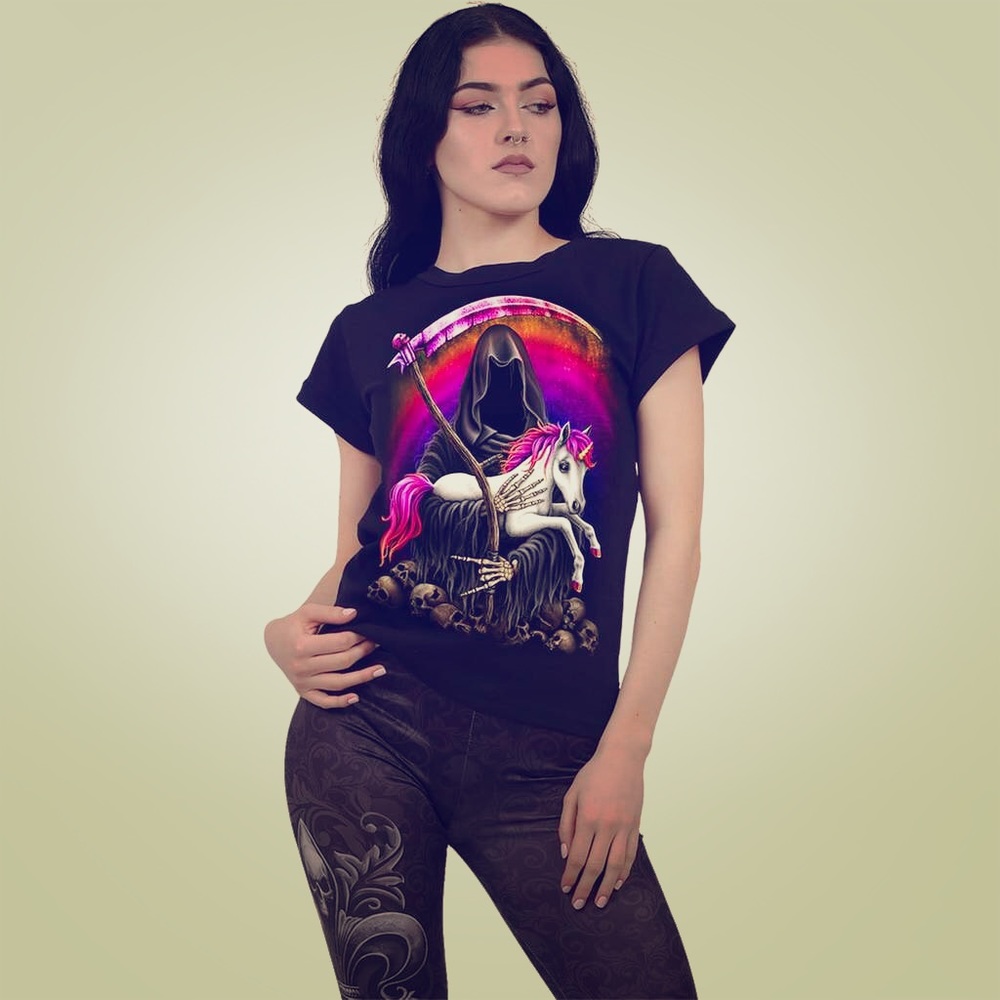 DARK RAINBOW - Boatneck Cap Sleeve Top Black
